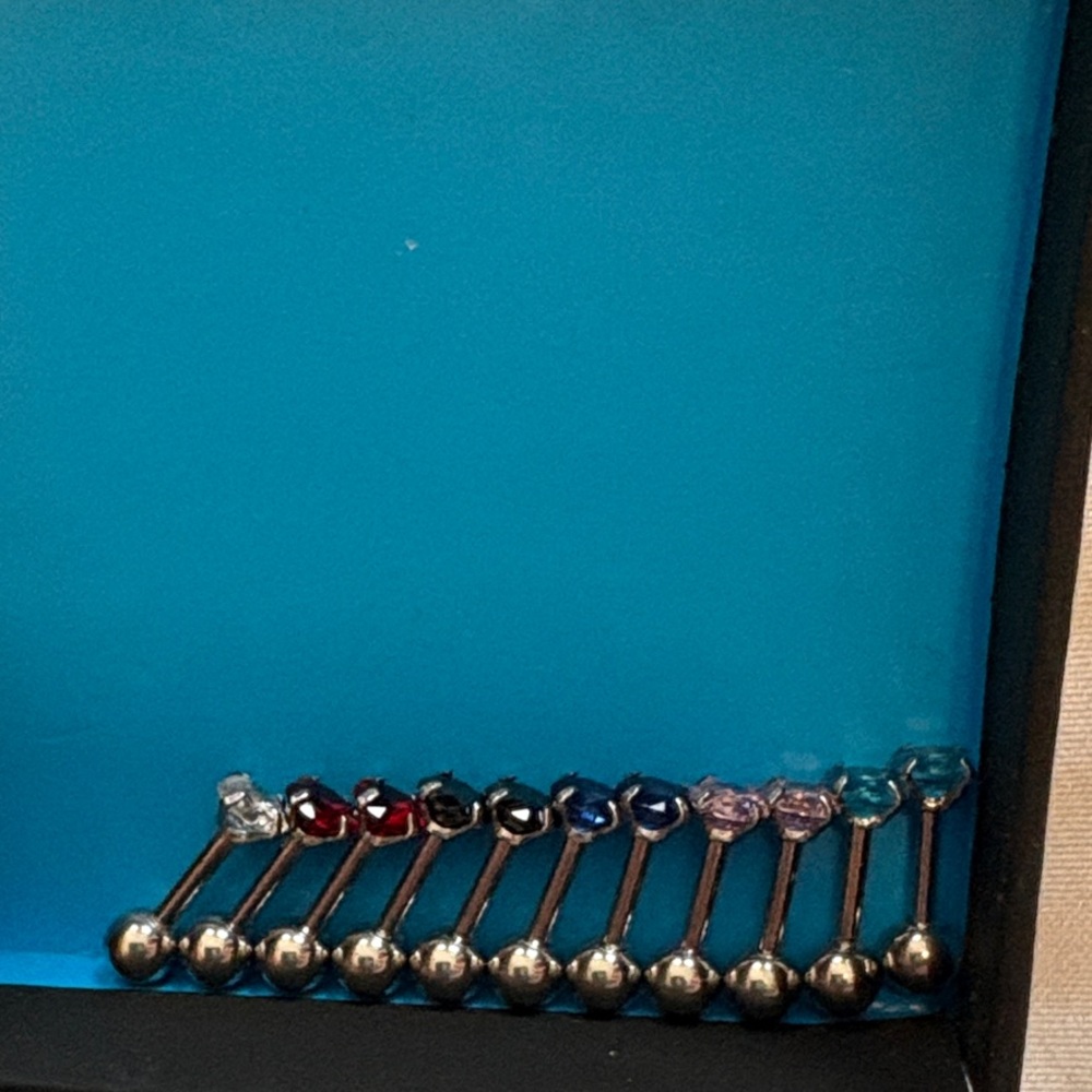 FUNRUN 18 Gauge, 11 Piece Multi-Color Stud Piercing Set